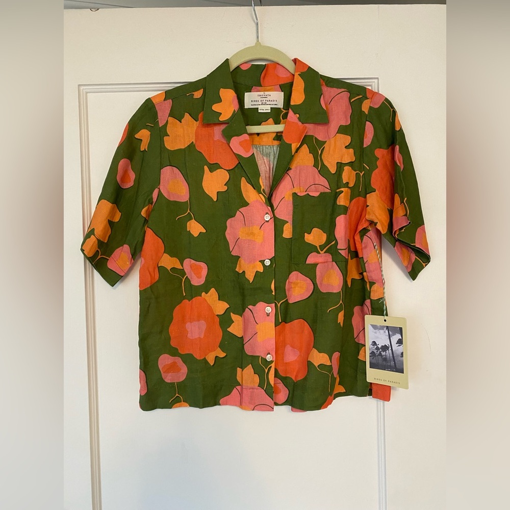 NWT Trovata Cropped Linen Shirt XS